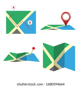 Map icon vector set isolated on white.