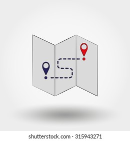 Map. Icon for web and mobile application. Vector illustration on a white background.