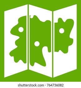 Map icon white isolated on green background. Vector illustration
