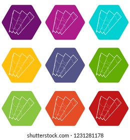 Map icons 9 set coloful isolated on white for web