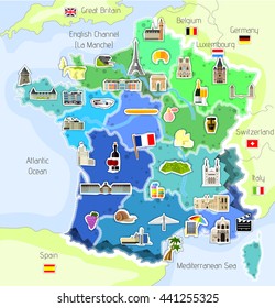 アイコンと地図 フランス ベクターイラスト のベクター画像素材 ロイヤリティフリー
