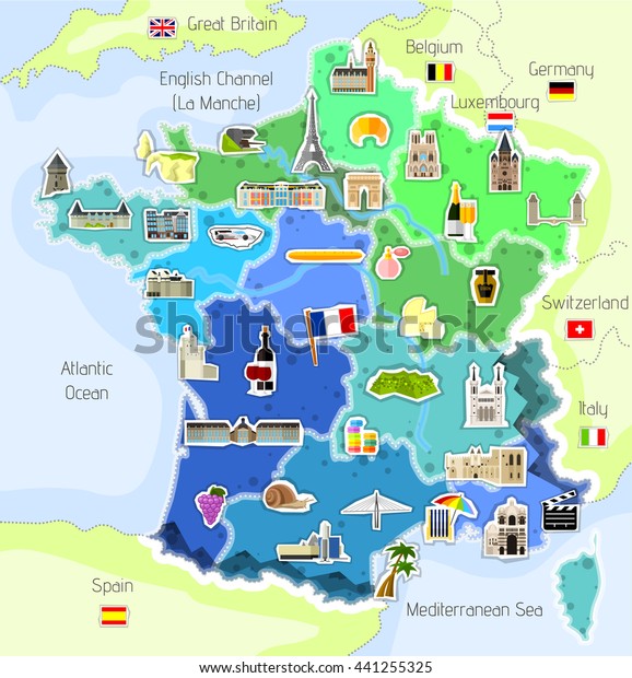 アイコンと地図 フランス ベクターイラスト のベクター画像素材 ロイヤリティフリー