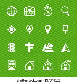 Map Icons and Location Icons with Green Background