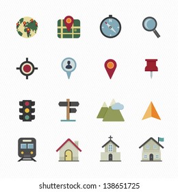 Map Icons and Location Icons with White Background
