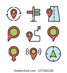Map Icons and Location Icons with White Background