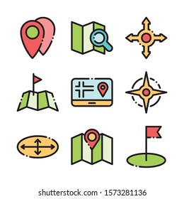 Map Icons and Location Icons with White Background