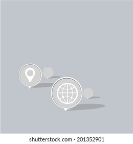Map Icons and Location Icons with White Background