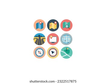 Map Icons and Location Icons with White Background .Navigation, bold line icons. The illustrations are a vector, editable stroke,   Crafted with precision and eye for quality.