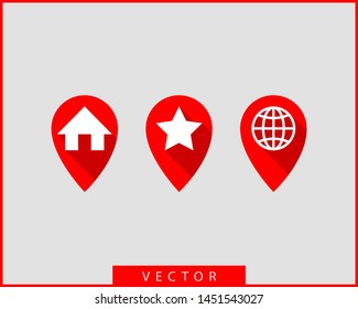 Map icons. Marker pointer. Pin location vector icon. GPS navigation symbol.