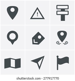 Map icons on white background. GPS and Navigation, Vector Design
