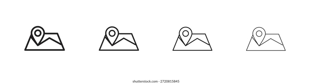 Los iconos de mapa delinean el diseño de Vector negro. Línea con trazo editable.