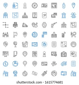 map icons set. Collection of map with cabin, planet earth, marker, planet, compass, earth globe, egypt, worldwide, pirate, placeholder, earth. Editable and scalable map icons.