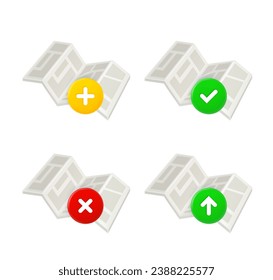 Map icons set with different pictograms. 3d vector icons set isolated on white background