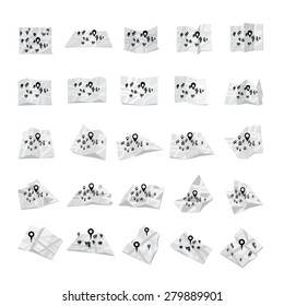 Map Icons Set - Isolated On White Background - Vector Illustration, Graphic Design, Editable For Your Design 