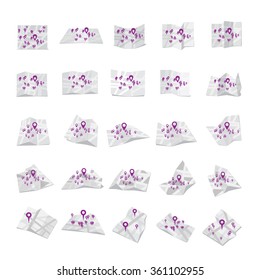 Map Icons Set - Isolated On White Background - Vector Illustration, Graphic Design, Editable For Your Design