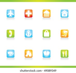 Map icons set. Tourism. glossy vector