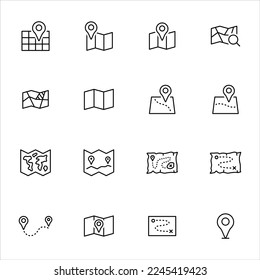 Iconos de mapa conjunto ilustración gráfica vectorial