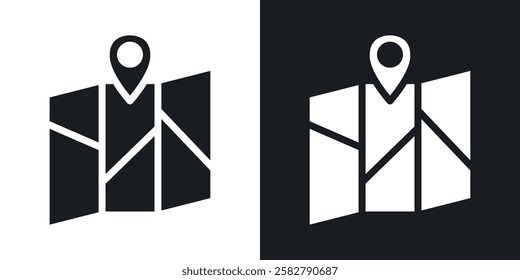 Map icons set vectors black and colored style