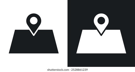 Map icons. solid style vector