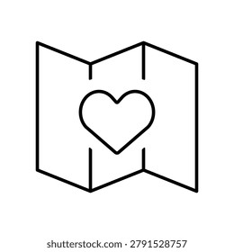 Map icons that show your favorite spots and travel destinations with hearts.
