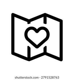 Map icons that show your favorite spots and travel destinations with hearts.