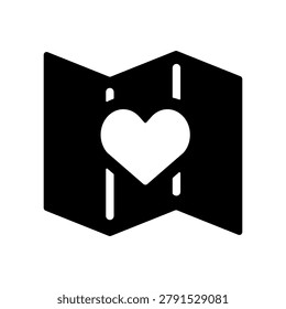 Map icons that show your favorite spots and travel destinations with hearts.