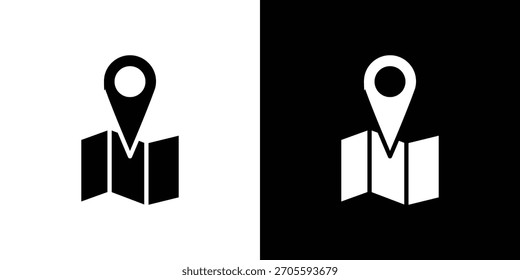 Map icons vector illustration collection. black and white icons.