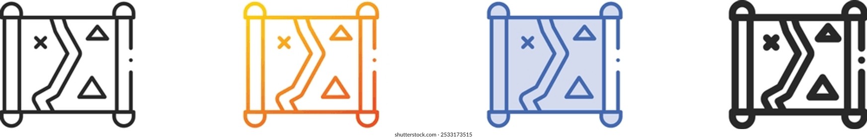 map icon.Thin Linear, Gradient, Blue Stroke and bold Style Design Isolated On White Background