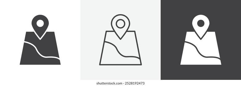 Kartensymbol.Trendige moderne, flache, lineare Vektorgrafik auf weißem Hintergrund.