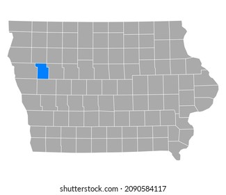 Map of Ida in Iowa on white