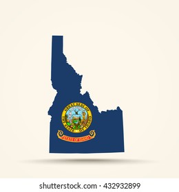 Map of Idaho in Idaho flag colors