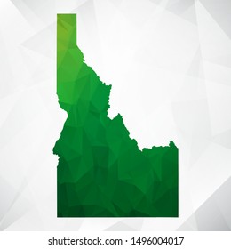Map of Idaho - Green Geometric Rumpled Triangular , Polygonal Design For Your . Vector illustration eps 10.