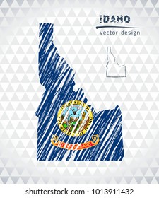 Map of Idaho with hand drawn sketch pen map inside. Vector illustration