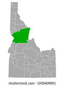 Map of Idaho in Idaho on white