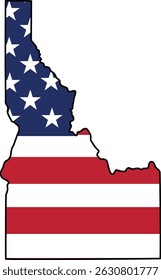Map of Idaho State Design with USA Flag