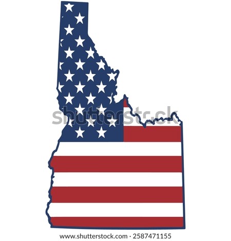 Map of Idaho State with inside US flag