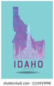 Map of Idaho,State Map of USA polygon triangle geometry, vector eps 10.