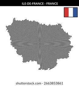 Mapa de Ile-de-France con su bandera