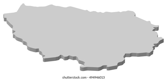 Map - Ile-de-France (France) - 3D-Illustration