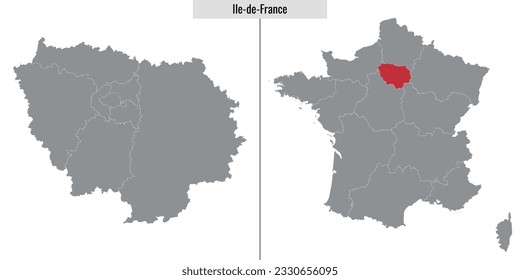 map of Ile-de-France region of France and location on French map