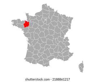 Map of Ille-et-Vilaine in France on white