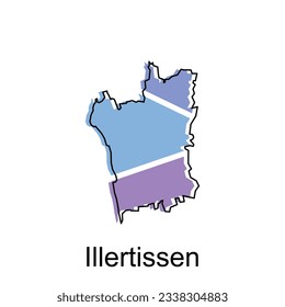 Map of Illertissen modern outline, map of German country colorful vector Design Template