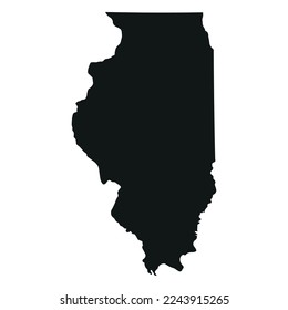 Map of the Illinois state in black color isolated on white background. Vector illustration svg
