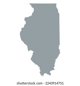 Map of the Illinois state in grey color isolated on white background. Vector illustration svg