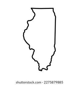 Map of Illinois is a state of United States. Editable stroke. Vector illustration.