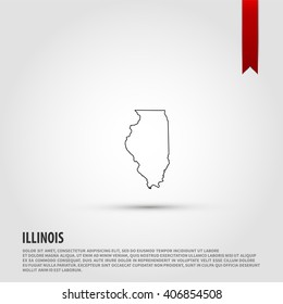 Map of the Illinois state. Vector illustration design element. Flat style design icon.