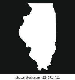 Map of the Illinois state in white color isolated on black background. Vector illustration svg