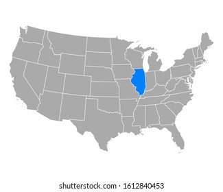 Map of Illinois in USA on white