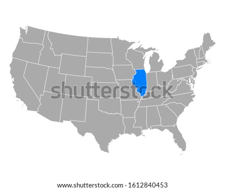 Map of Illinois in USA on white