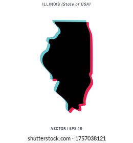 Map of Illinois Vector Design Template